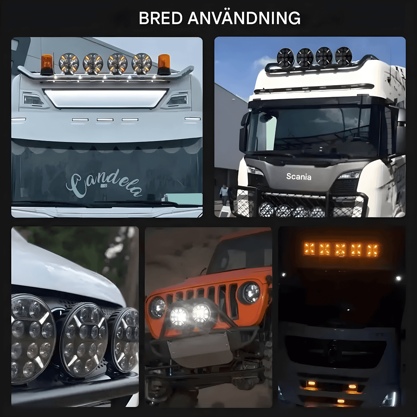 RuggedBeam – 7" Rund Off-Road LED Arbets- och Strålkastare för Jeep, SUV, Lastbil och ATV 12/24V