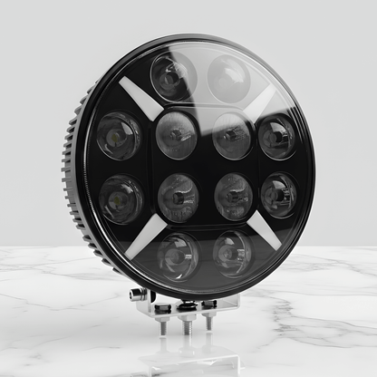 RuggedBeam – 7" Rund Off-Road LED Arbets- och Strålkastare för Jeep, SUV, Lastbil och ATV 12/24V