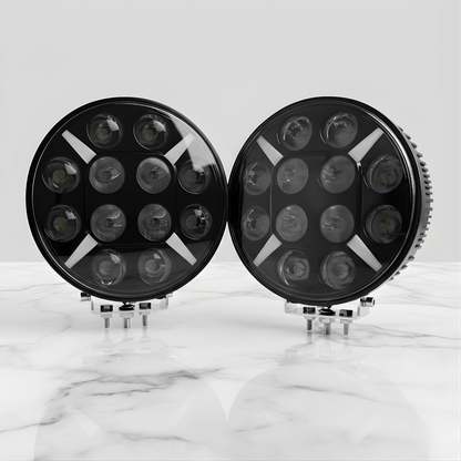 RuggedBeam – 7" Rund Off-Road LED Arbets- och Strålkastare för Jeep, SUV, Lastbil och ATV 12/24V