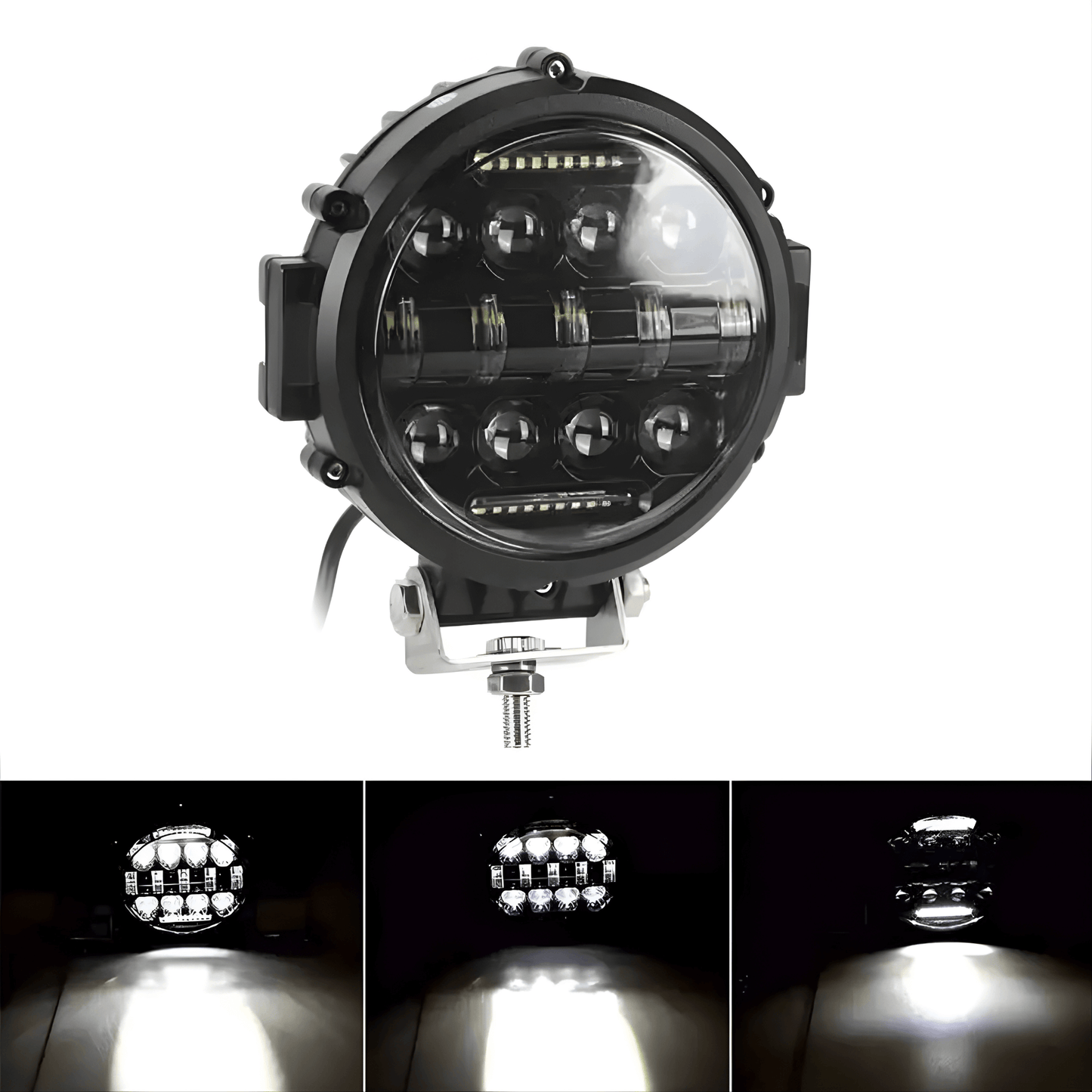 TitanRay - 7"  Rund LED-Arbetslampa med DRL, IP68 & Anpassningsbar Combo-Stråle för Offroad och Arbetsfordon