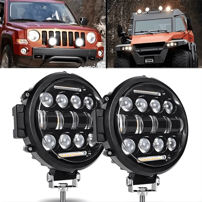 TitanRay - 7"  Rund LED-Arbetslampa med DRL, IP68 & Anpassningsbar Combo-Stråle för Offroad och Arbetsfordon