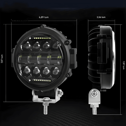 TitanRay - 7"  Rund LED-Arbetslampa med DRL, IP68 & Anpassningsbar Combo-Stråle för Offroad och Arbetsfordon